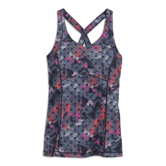 Lululemon Kanto Catch Me Tank Top Polka Dot Size 4 Windy Blooms Regal Plum Soft - Picture 1 of 10